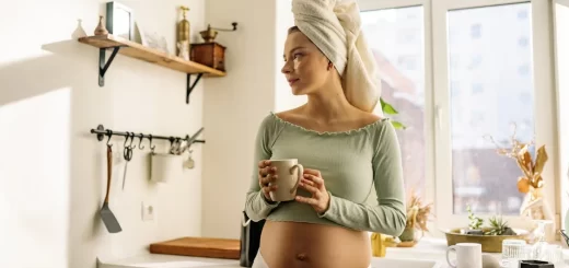 A pregnant woman thinking
