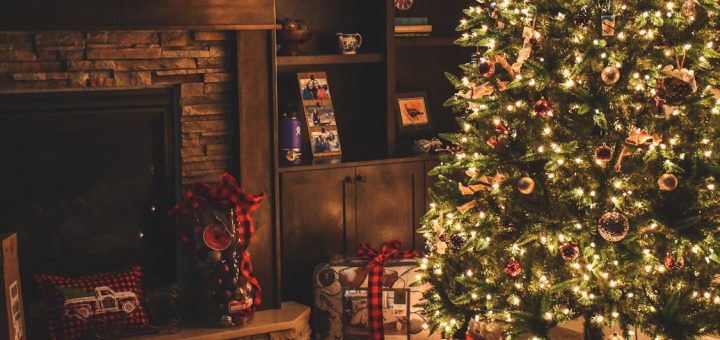 A Christmas tree in a cosy home