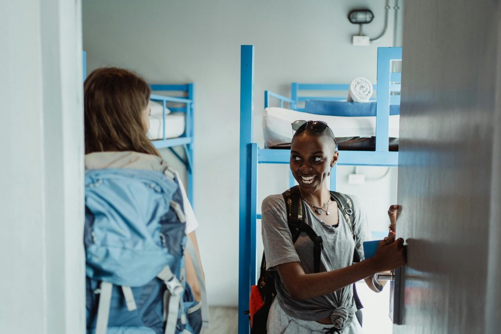 two female travellers in a hostel