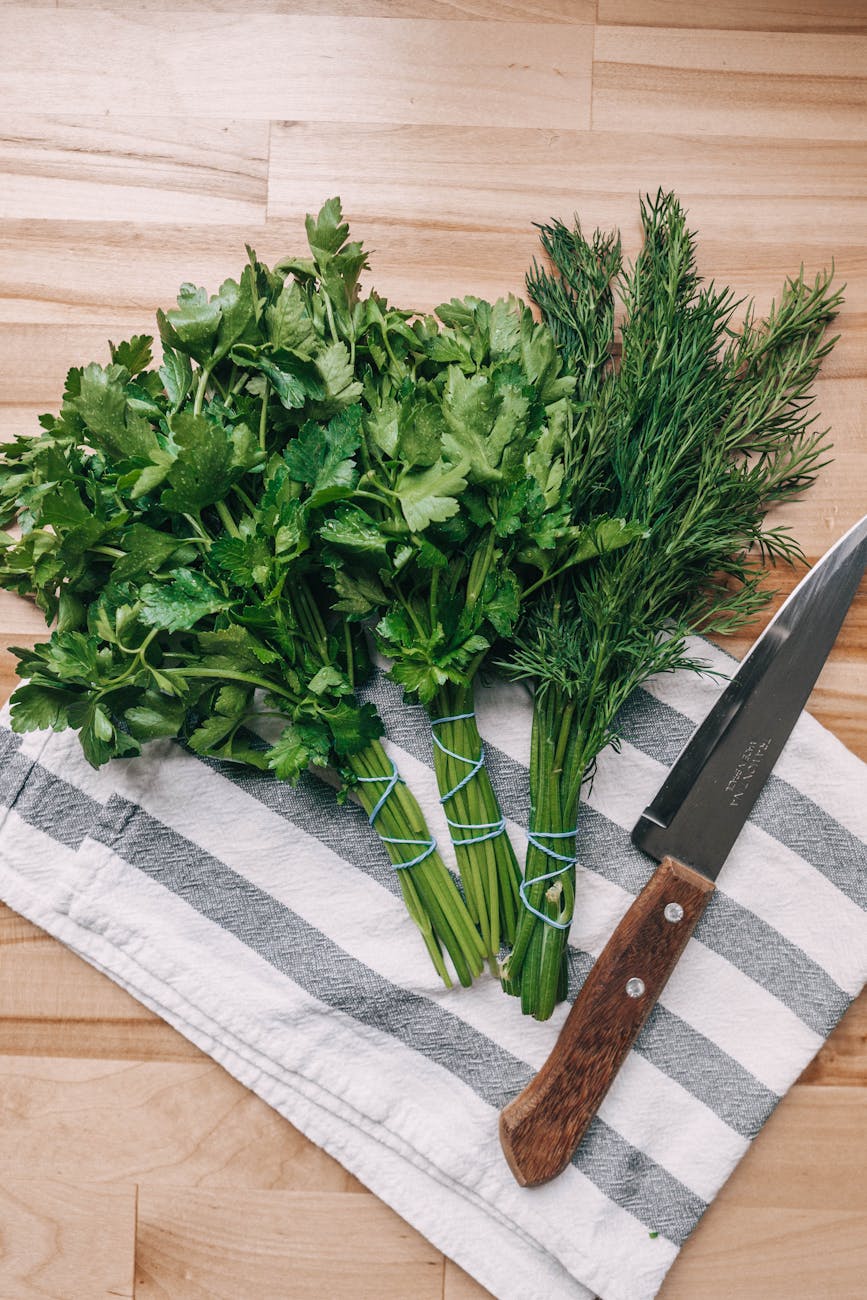 parsley leaves and chive