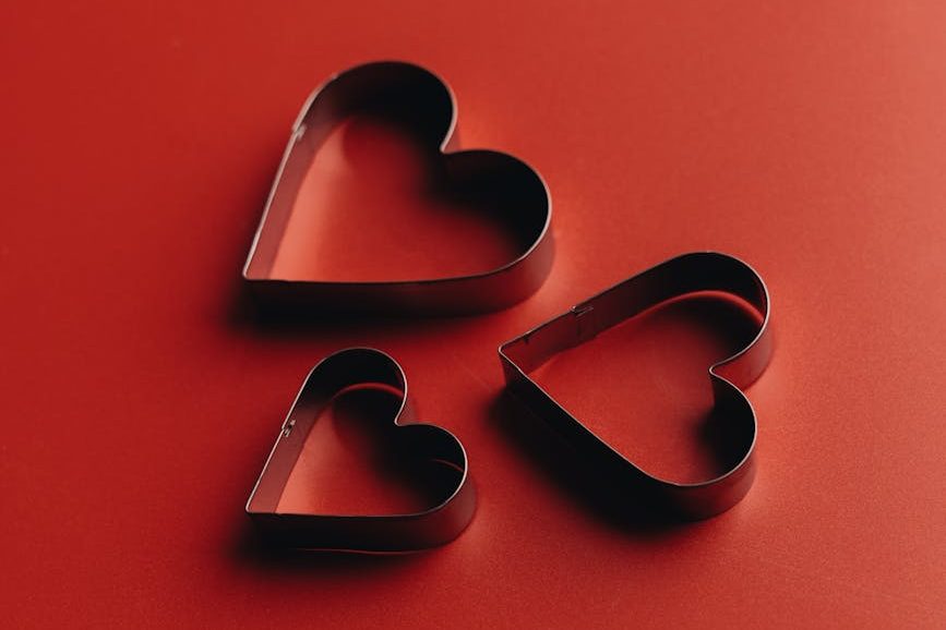 hear shape cookie cutters on the table